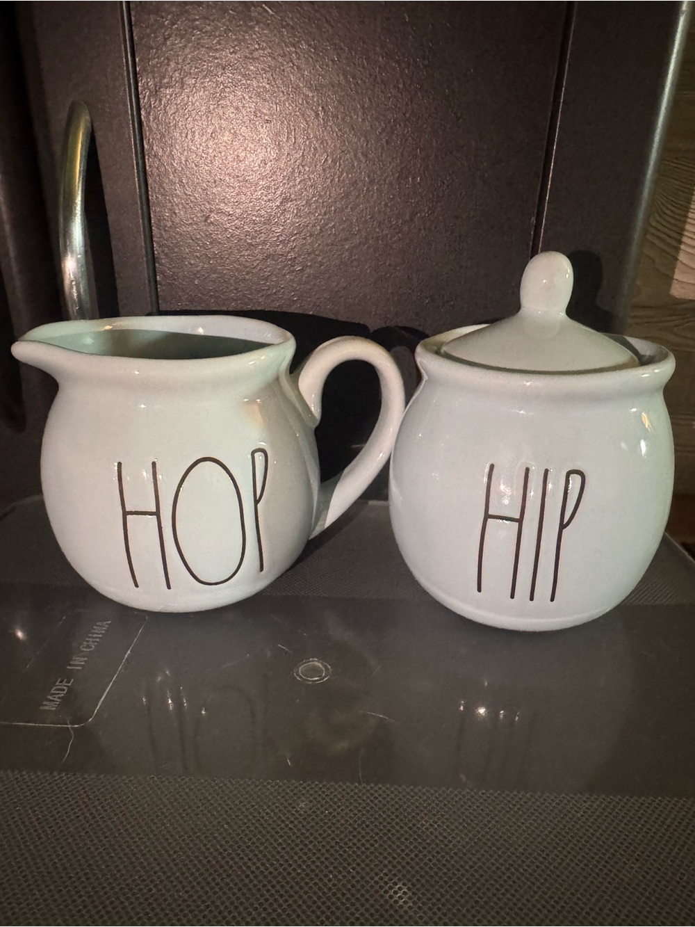 Rae Dunn HIP HOP Easter Cream & Sugar Set Bunny Easter Decor Farmhouse